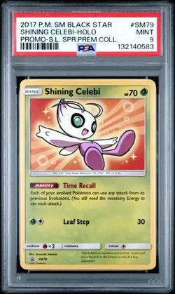 2017 POKEMON SM BLACK STAR PROMO SHINING CELEBI HOLO #SM79 PSA 9 MINT - Image 1
