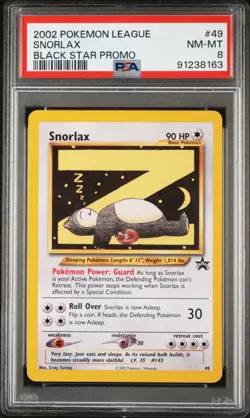 PSA 8 Snorlax 49 League Promo Black Star Graded Pokemon Card - Image 1