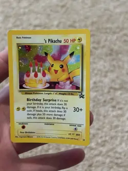 DOUBLE OVERLAP SWIRL Birthday ____’s Pikachu Wotc Promo 24 Holo 2000 - Image 4