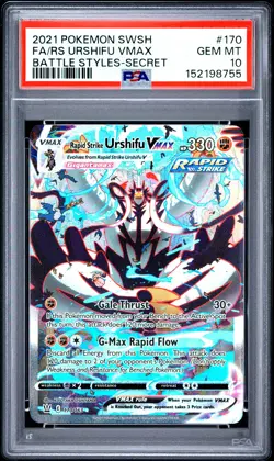POKEMON SWORD & SHIELD BATTLE STYLES FULL ART/RAPID STRIKE URSHIFU VMAX PSA 10 - Image 1