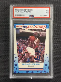 NBA Card PSA 7 NM Michael Jordan Fleer Sticker 1989 All Stars #3 - Image 1