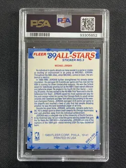 NBA Card PSA 7 NM Michael Jordan Fleer Sticker 1989 All Stars #3 - Image 2