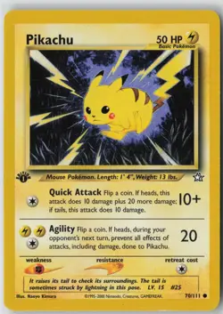 Pikachu 70/111 Common Neo Genesis Pokemon 1st Edition Lightly Played - Image 1