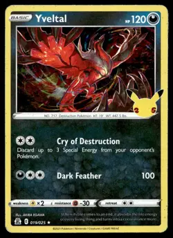 Yveltal 19/25 Pokemon Card Celebrations Rare Holo 120 HP Near Mint C2. - Image 1