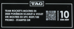 Destined Rivals UPC Stamped Promo 229/182 Team Rocket's Moltres SIR TAG 10 (954) - Image 3