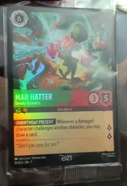 2026 Disney Lorcana D23 Promo MAD HATTER Gold Member Exclusive Card - Image 1
