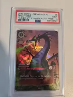2025 DISNEY LORCANA EN P3-PROMO #5 MALEFICENT - MONSTROUS DRAGON PSA 9 - Image 3