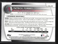 2025 Topps Bowman Chrome Patrick Forbes #CPA-PF 1st Bowman Auto - Image 2