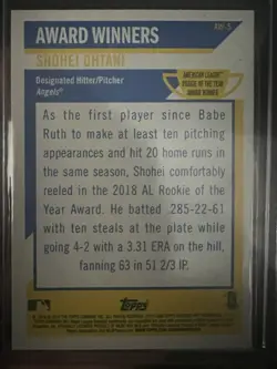 Topps 2019 Heritage High Number Shohei Ohtani Award Winners AW-5 Angels - Image 2