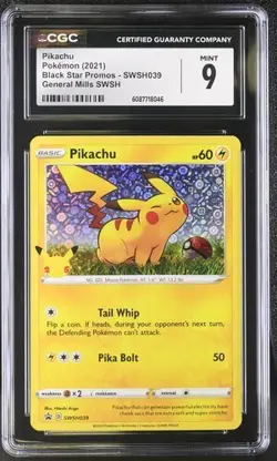 CGC 9 PIKACHU SWSH039 GENERAL MILLS BLACK STAR PROMO POKEMON MINT - Image 1