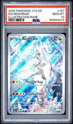 2025 Pokemon N'S Reshiram 167/159 Journey Together Illustration Rare PSA 10 - Image 1