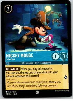 #154 Mickey Mouse, Detective PLAYSET x4 Disney Lorcana The First Chapter 4x - Image 2