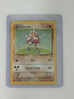 Hitmonchan 8/130 Base Set 2 WOTC Vintage Holo Rare Pokemon Card, NM - Image 1
