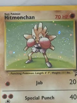 Hitmonchan 8/130 Base Set 2 WOTC Vintage Holo Rare Pokemon Card, NM - Image 2