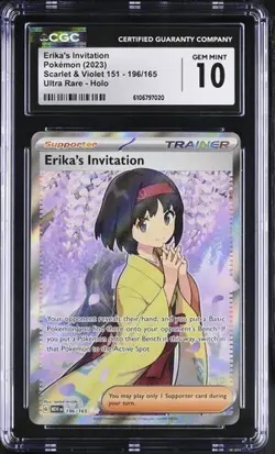 ✨✨ CGC 10 ENGLISH Erika's Invitation 196/165 Ultra Rare 151 Pokemon Card - Image 1