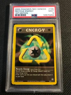 PSA 9 MINT Recycle Energy 105 Neo Genesis 1st Edition Pokemon Card - Image 1