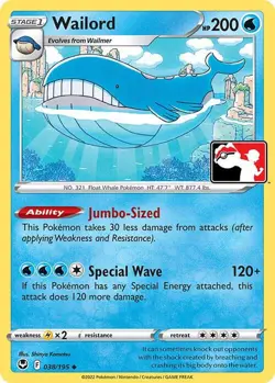 Wailord 038/195 Uncommon Pokemon Prize Pack Series Cards NM - Image 1