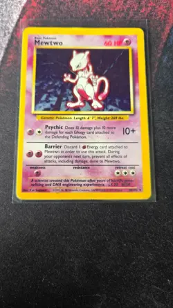 Pokemon TCG Mewtwo 10/102 Base Set Holo Rare Card. HP - Image 1