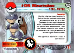 Pokemon Card -Blastoise 2000 Topps Chrome TV Animation Edition #09 Card - Image 2