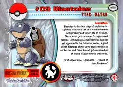 Pokemon Card -Blastoise 2000 Topps Chrome TV Animation Edition #09 Card - Image 4