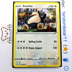 Snorlax RARE card 140/202 Sword & Shield Base Set 2020 Non-Holo Pokemon TCG LP - Image 1