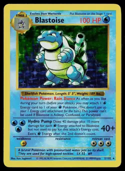 Pokemon Card Base Set Shadowless Blastoise 2/102 Unlimited Holo Holo Rare - Image 1