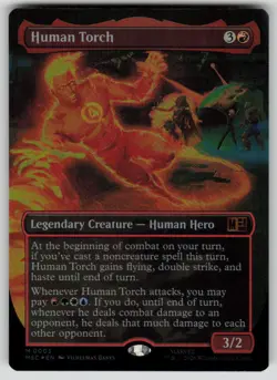 Human Torch (Borderless) Foil Mythic Commander: Marvel Super Heroes 3 MTG NM - Image 1