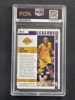 NBA Basketball Card PSA 9 Mint Kobe Bryant Legends Of The Ball Panini Hoops #4 - Image 2