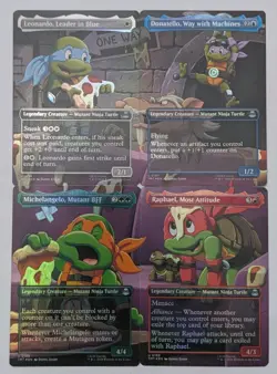 MTG TMNT COMPLETE Set Of 4 Young Turtles FULL SCENE Borderless Foil Ninja - Image 1