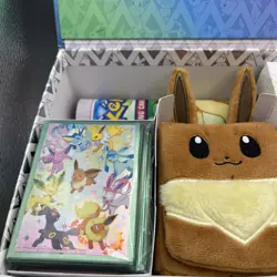 Prismatic Evo SPC Contents! Deckbox, Sleeves, Playmat, Eevee pouch. NO PACKS - Image 2