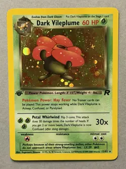 Pokemon TCG 1st Edition Dark VIleplume 13/82 Team Rocket Holo 2000 - Image 1