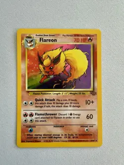 1999 Flareon 3/64 Jungle Unlimited Holo Rare English Pokemon TCG, Excellent - Image 1