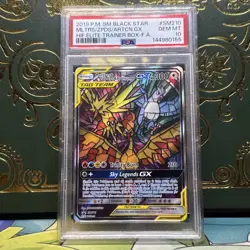 2019 POKEMON SM BLACK STAR PROMO FULL ART/MOLTRES & ZAPDOS & ARTICUNO GX PSA 10 - Image 1
