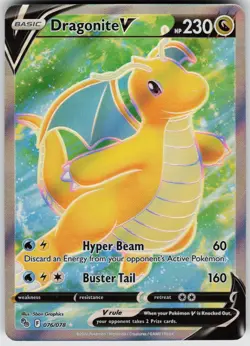 Dragonite V (Full Art) Holo Ultra Rare Pokemon GO 076/078 NM - Image 1