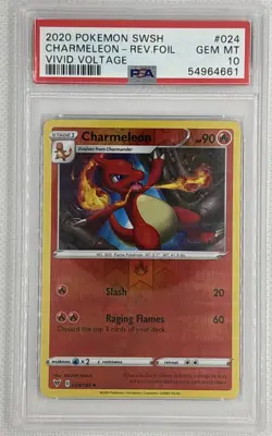 2020 Pokemon Vivid Voltage Charmeleon Reverse Holo #024 PSA 10 Gem Mint SWSH - Image 1