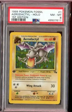 Aerodactyl Holo Rare 1st Edition Fossil 1/62 PSA 8 NM-MT English Pokemon - Image 1