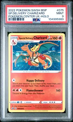 Special Delivery Charizard SWSH075 Pokemon Center UK Holo Black Star Promo PSA 9 - Image 1
