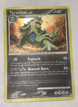 Pokemon TCG Tyranitar 17/123 Mysterious Treasures Holo Rare Eng 140 HP 2007 - Image 1