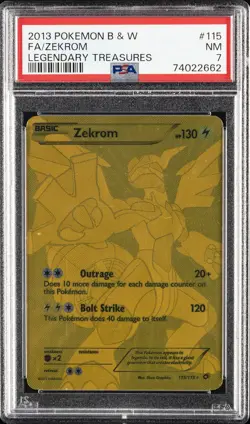 2013 POKEMON B&W LEGEND TREASURES #115 FULL ART/ZEKROM PSA 7 - Image 1