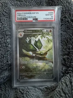 Pokemon TCG Vibrava 206/191 Sv08 Surging Sparks Illustration Rare PSA 10 - Image 1