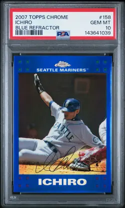 PSA 10 Ichiro 2007 Topps Chrome Blue Refractor #158 - Image 1