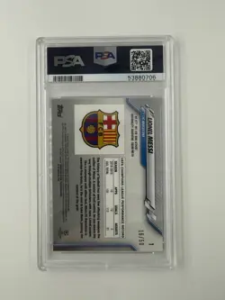 2019-20 TOPPS CHROME UCL MESSI 1 SAPPHIRE ORANGE SP REFRACTOR/50 PSA 10 - Image 2