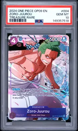 2024 One Piece OP09 EN Zoro Juurou Treasure Rare #004 PSA 10 GEM MINT - Image 1