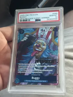 Bandai 2025 One Piece CCG Buggy Release Event Winner Promo Holo PSA 10 - Image 1