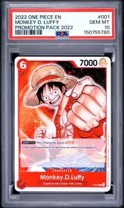 2022 One Piece Monkey D Luffy Promotion Pack P-001 Pre Errata PSA 10 - Image 1