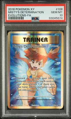 2016 Pokemon XY Evolutions Misty's Determination Full Art Trainer 108/108 PSA 10 - Image 1