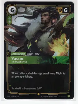 Riftbound League Of Legends Origins Foil Card OGN 076a Yasuo Remorseful - Image 1