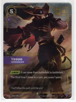 Riftbound League Of Legends Origins Foil Card OGN 205a Yasuo Windrider - Image 1