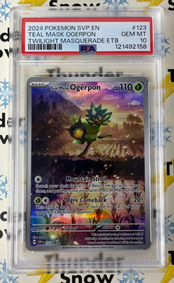 ⚡❄ 2024 Pokemon SVP EN #123 Teal Mask Ogerpon Twilight Masquerade ETB PSA 10 - Image 1