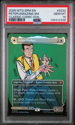 2025 MTG Marvel Spider-Man #0232 Peter Parker Comic Foil PSA CGC 10 Gem Mint - Image 1